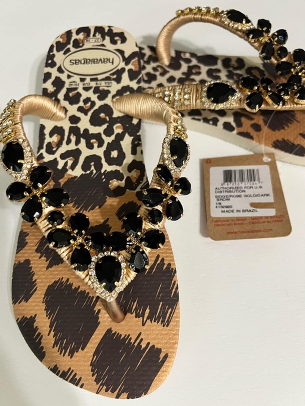 Havaianas (Brazilian Flip-Flops) w/ Fashion Stones Appliqué